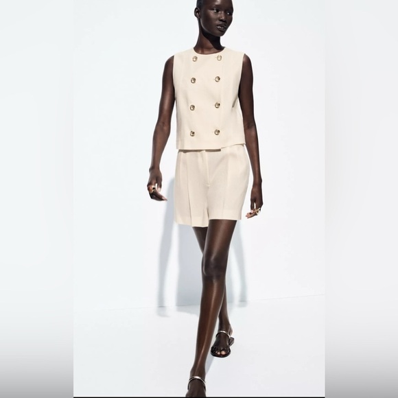 🔥🔥Zara Linen double breasted vest - Picture 1 of 8